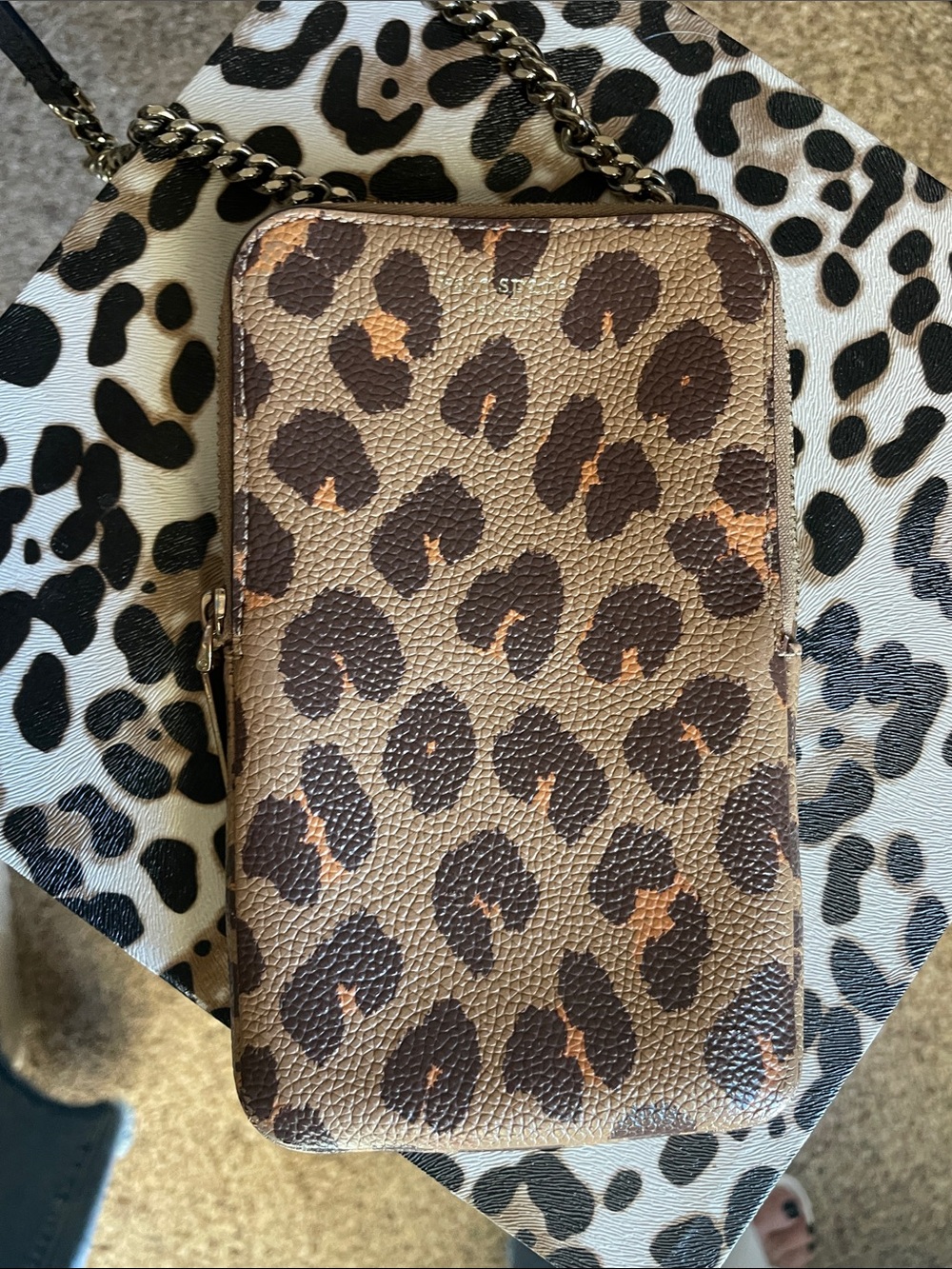 kate spade Leopard Print Crossbody Phone Bag - Brown Tan